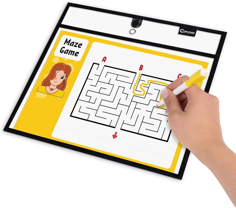Two Point Magnetic Dry Erase Pockets by (10-Pack) - Landscape - Black Dry Erase Pocket Sleeves, Job Shop Ticket Holders, Clear Paper Sleeves Protectors, Magnetic Pouch - Image 3